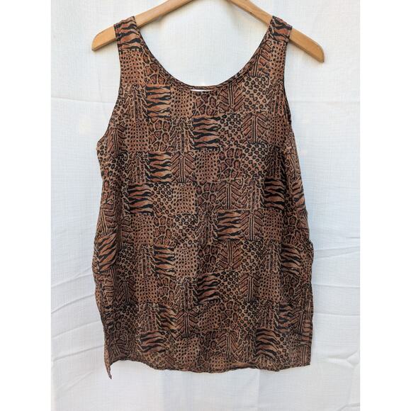 Stunt Womens Vintage Silk Animal Print Tank Top Sz M Leopard Cheetah 90s 80s - Picture 1 of 5